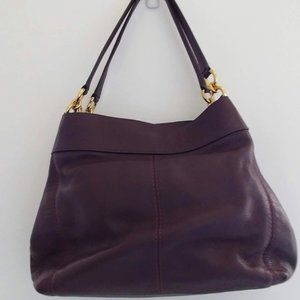 Plum Leather Coach Shoulder Handbag